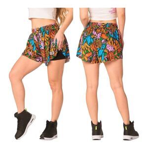 Zumba Tropics Flowy Stretch‎ Skort - Multicolor Print Size XS Spicy